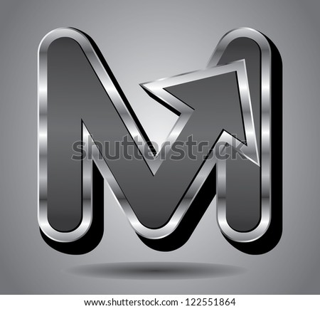 Silver Arrow Symbol Icon Capital Letter M