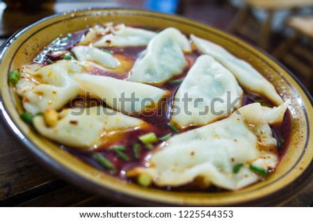 Sichuan food
Hot spicy oil dumplings