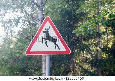 warning of deer sign in uk countryside