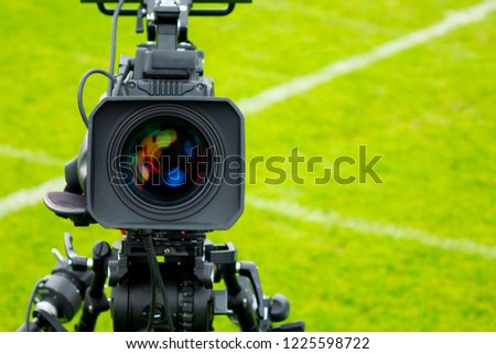 tv camera in the football stadium before the game