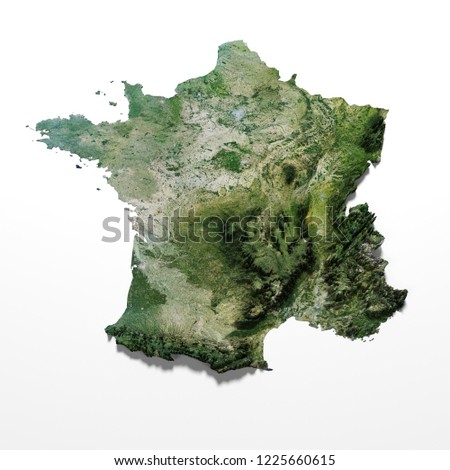France map with relief