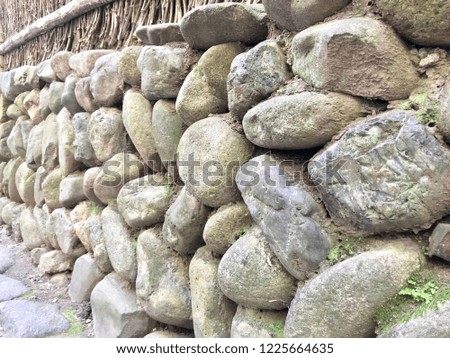 Pebble stones wall decoration, outdoor rock wall 
