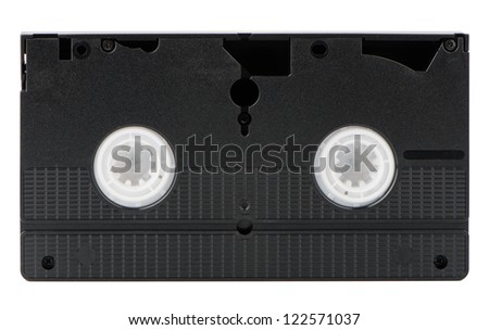 Old VHS Video tape isolated on white background.