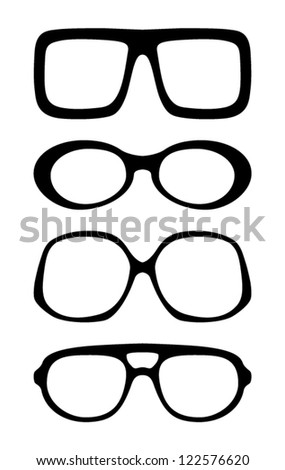 Set of vintage vector glasses, isolated on white background