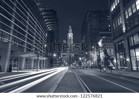Philadelphia. Toned image of Philadelphia at night.