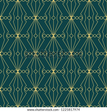 art deco geometric seamless pattern, golden line geometric illustration, wallpaper graphic design vector