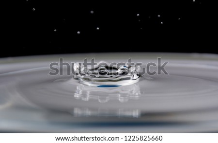 Splash on water in the form of a crown on a dark background