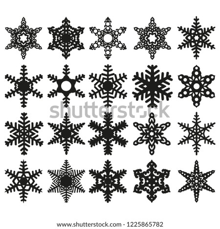 Snowflakes set. New Year and Christmas template of snowflakes for decoration.