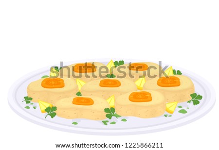 Illustration of Gefilte Fish Served on a Plate