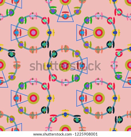 Ferris wheel color seamless pattern.