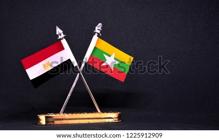 Egypt and Myanmar table flag with black Background