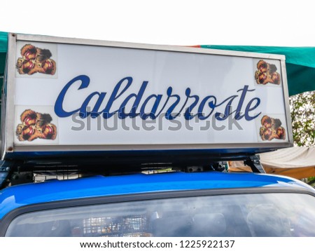 Caldarroste Chestnut Salesman Sign on a Truck