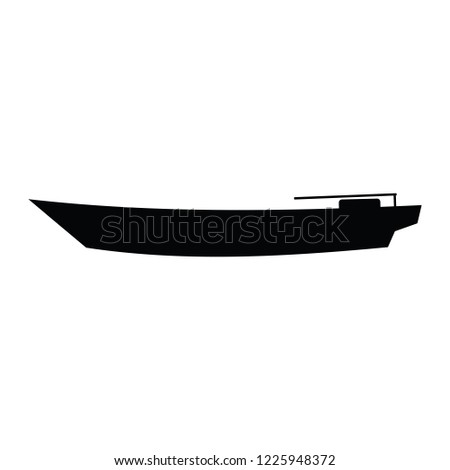 A black and white vector silhouette of a speed boat