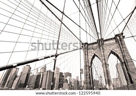 The Brooklyn bridge, New York City. USA. Royalty-Free Stock Photo #122595940