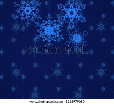 2d illustration. Snowflakes on colorful background. Holy Christmas time texture. Decorative paper card image. Christmas Eve decoration images.