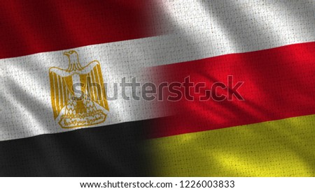 Egypt and South Ossetia - 3D illustration Two Flag Together - Fabric Texture