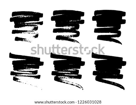 Vector set of hand drawn monochrome grunge smears, strokes and stains.