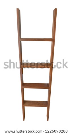Wooden stairs isolated on white background.