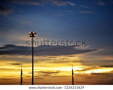 Lamp post And the beautiful evening sky. For the background.