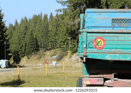 Speed limit sign on truck.