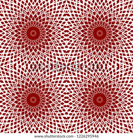 Abstract red and white vector geometric seamless pattern