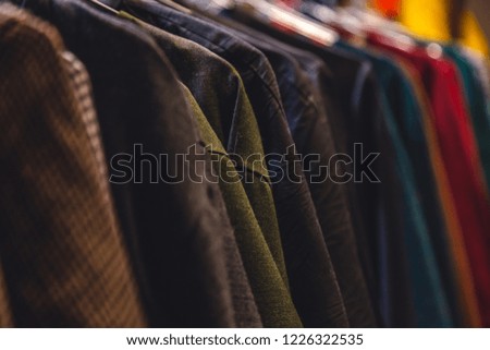 outerwear on the rack in the store