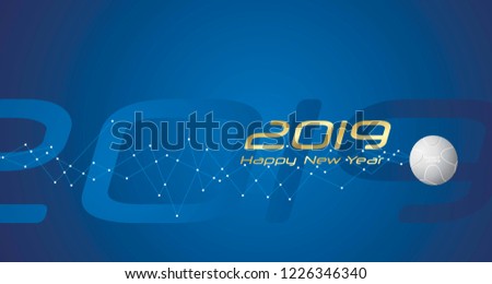 New Year Sport 2019 cyberspace network line design blue abstract background