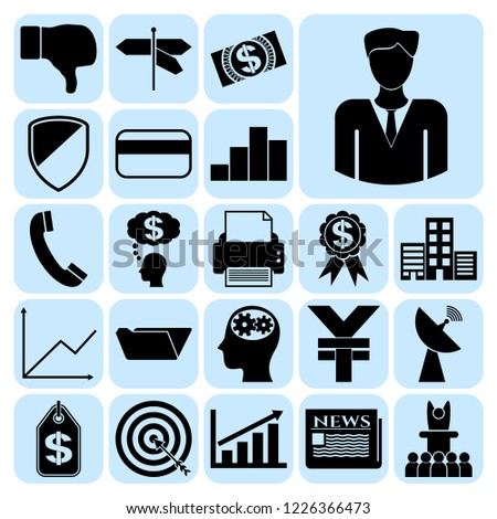 Set of 22 business related icons. Collection. Flat design. Vector Illustration.