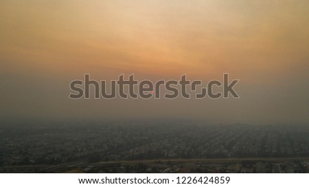 Drone Photos over a town in Northern California from the Camp Fire Royalty-Free Stock Photo #1226424859