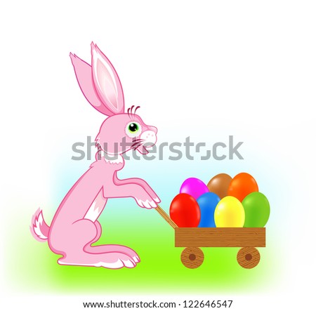 Easter bunny with eggs: vector illustration