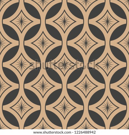 Vector damask seamless retro pattern background round star cross frame chain flower. Elegant luxury brown tone design for wallpapers, backdrops and page fill.