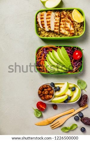 Healthy lunch in boxes