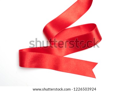 Red ribbon border isolated on white background
