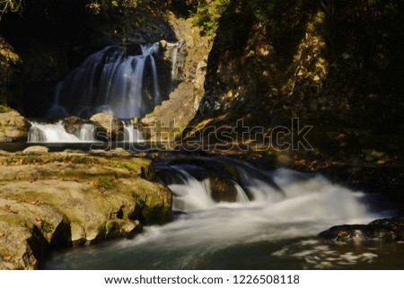 The scene of the autumn's Unoko waterfall.