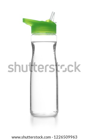 Sport bottle with water on white background