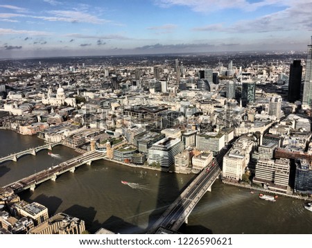 An aerial view of London taken from the Shard
