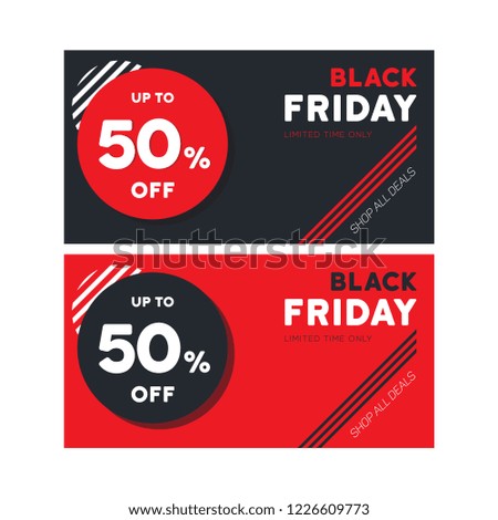Black Friday banner template. Web banner set design. Abstract background. Red poster. black and red banner template. Gift card, sale voucher. Vector illustration