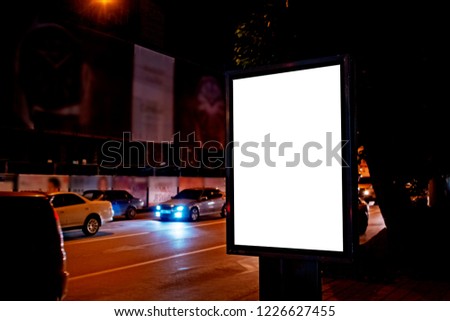 blank signboard on the dark night street