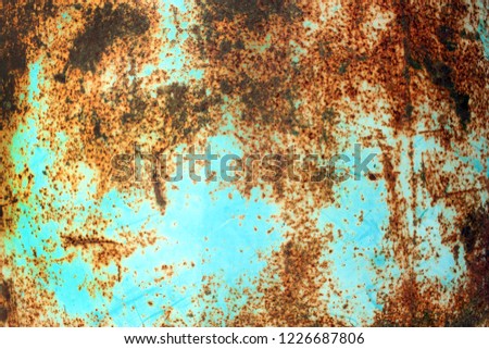 Rusty painted metal texture, old iron surface 