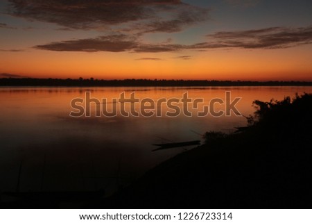 Sunrise at Mekong River, Thailand, Morning sun over the Mekong River between Thailand and Laos.