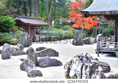 Japanese Garden with autumn leaves