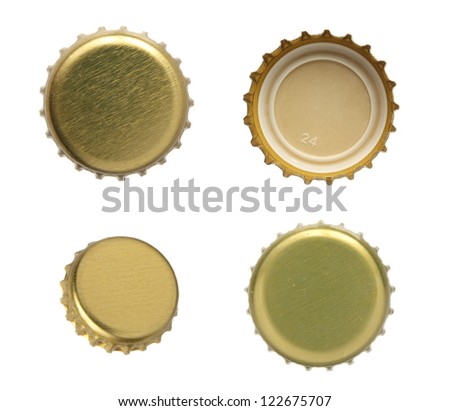 Set of beer caps on a white background. Royalty-Free Stock Photo #122675707