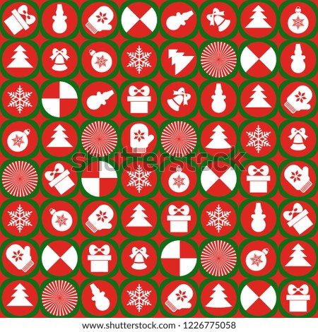 Christmas vector seamless pattern with gift boxes. snowman, mitten on green background. New year vector design. Wrapping paper for Christmas gift boxes