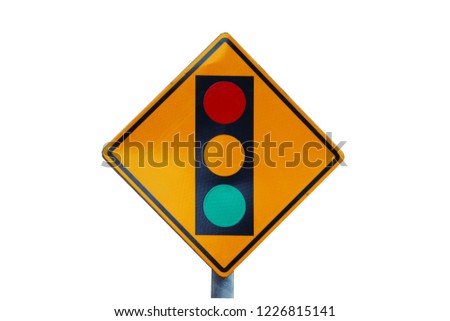 traffic light sign on white background