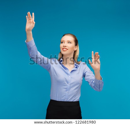 bright picture of woman working with something imaginary