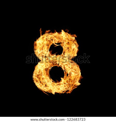 Number Eight made from fire