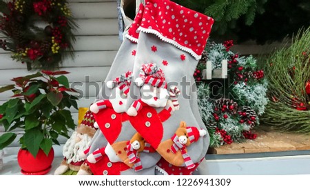 Christmas Stocking with Santa Claus and reindeer