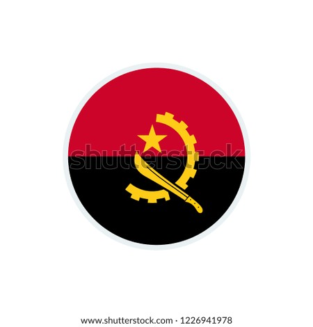 Angola flag. Angola circle flag.