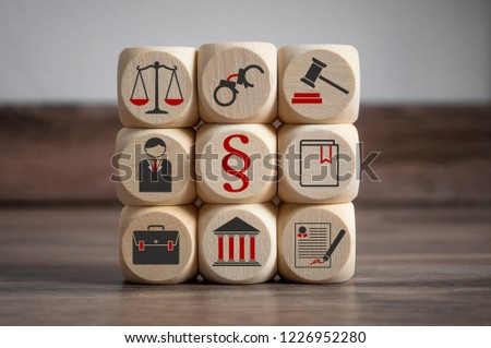 Law Symbols with a gavel and cubes