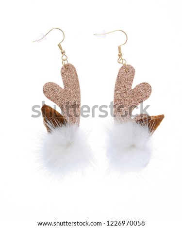cute earrings for christmas holiday isolated on white background